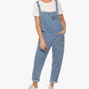 Overalls - Soojun Womens Overalls- Casual, Baggy, Light Denim, Size Large